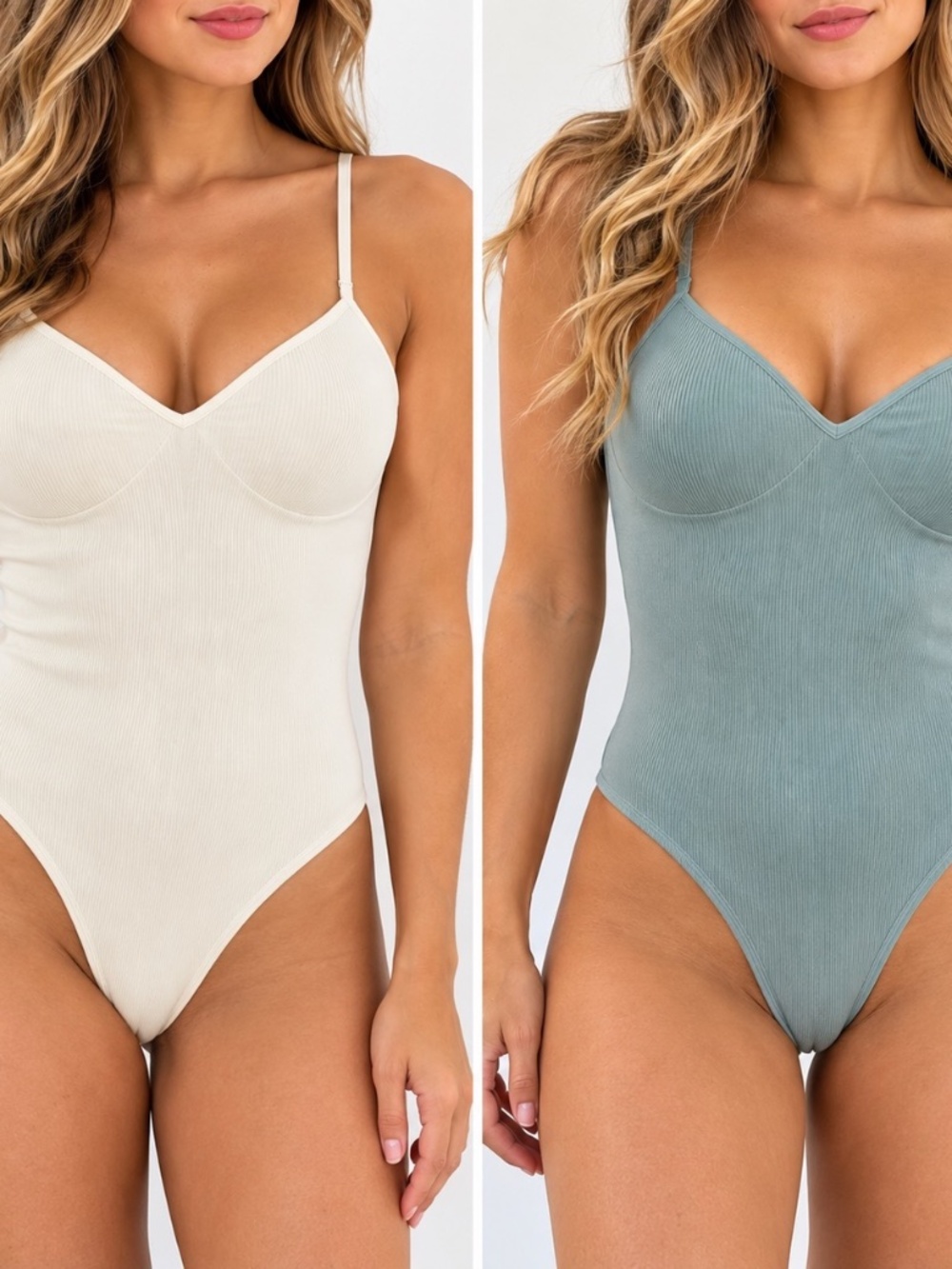 Forever 21 Lot of 2 Bodysuits Womens Size Small Blue White Capsule Y2K Casual